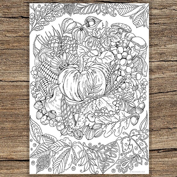 Hello Autumn Printable Adult Coloring Page From Favoreads | Etsy