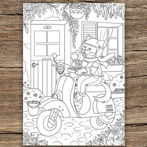 Cute Driver - Printable Adult Coloring Page from Favoreads (Coloring book pages for adults and kids, Coloring sheets, Colouring designs)