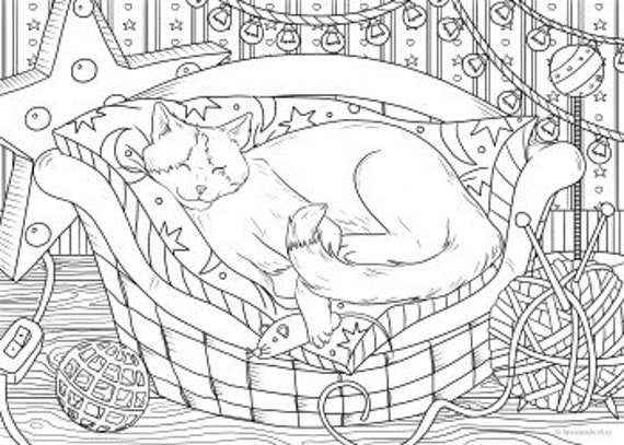 Girls Coloring Pages with Cats & Flowers Graphic by AnaSt