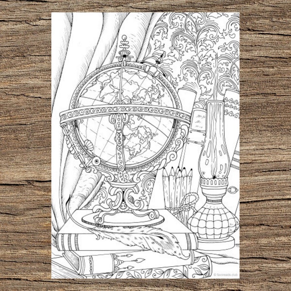 Globe - Printable Adult Coloring Page from Favoreads (Coloring book pages for adults and kids, Coloring sheets, Colouring designs)