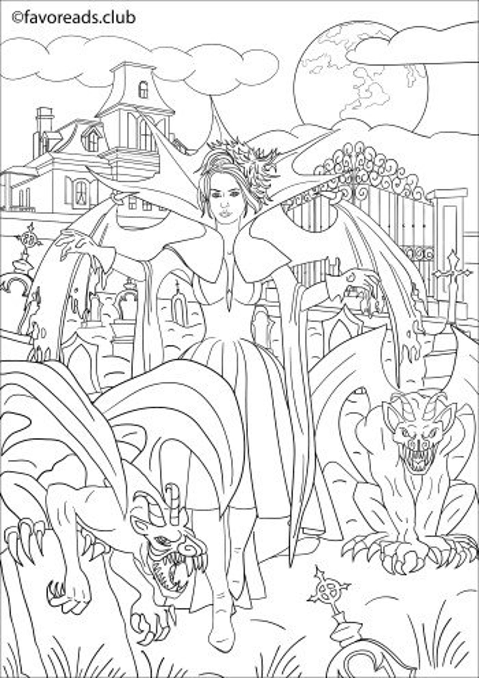 Devil Lady Printable Adult Coloring Page From Favoreads - Etsy