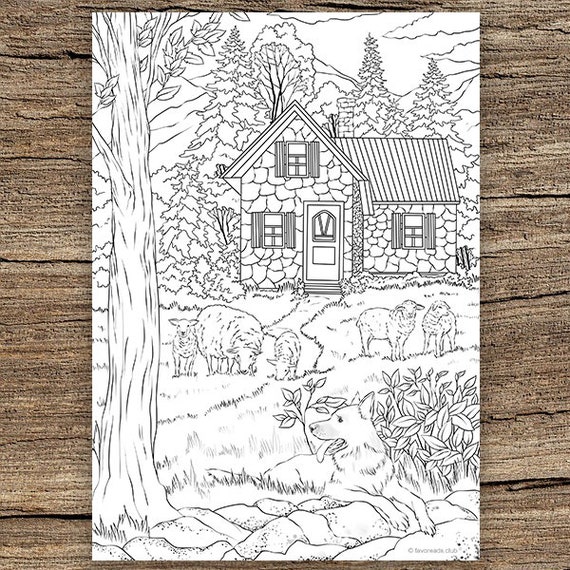 Pasture Printable Adult Coloring Page From Favoreads - Etsy