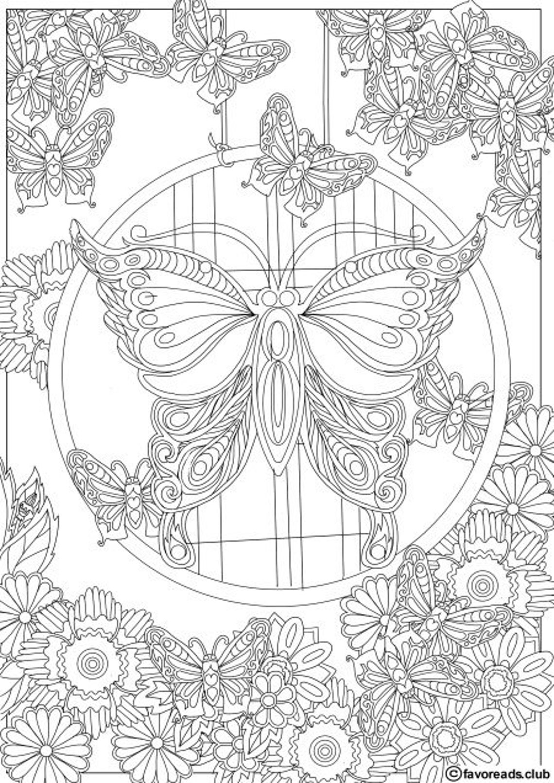 Butterfly Printable Adult Coloring Page From Favoreads coloring Book Pages for Adults and Kids ...