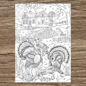 Turkeys Printable Adult Coloring Page From Favoreads - Etsy