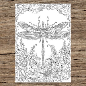 Dragonfly - Printable Adult Coloring Page from Favoreads (Coloring book pages for adults and kids, Coloring sheets, Coloring designs)
