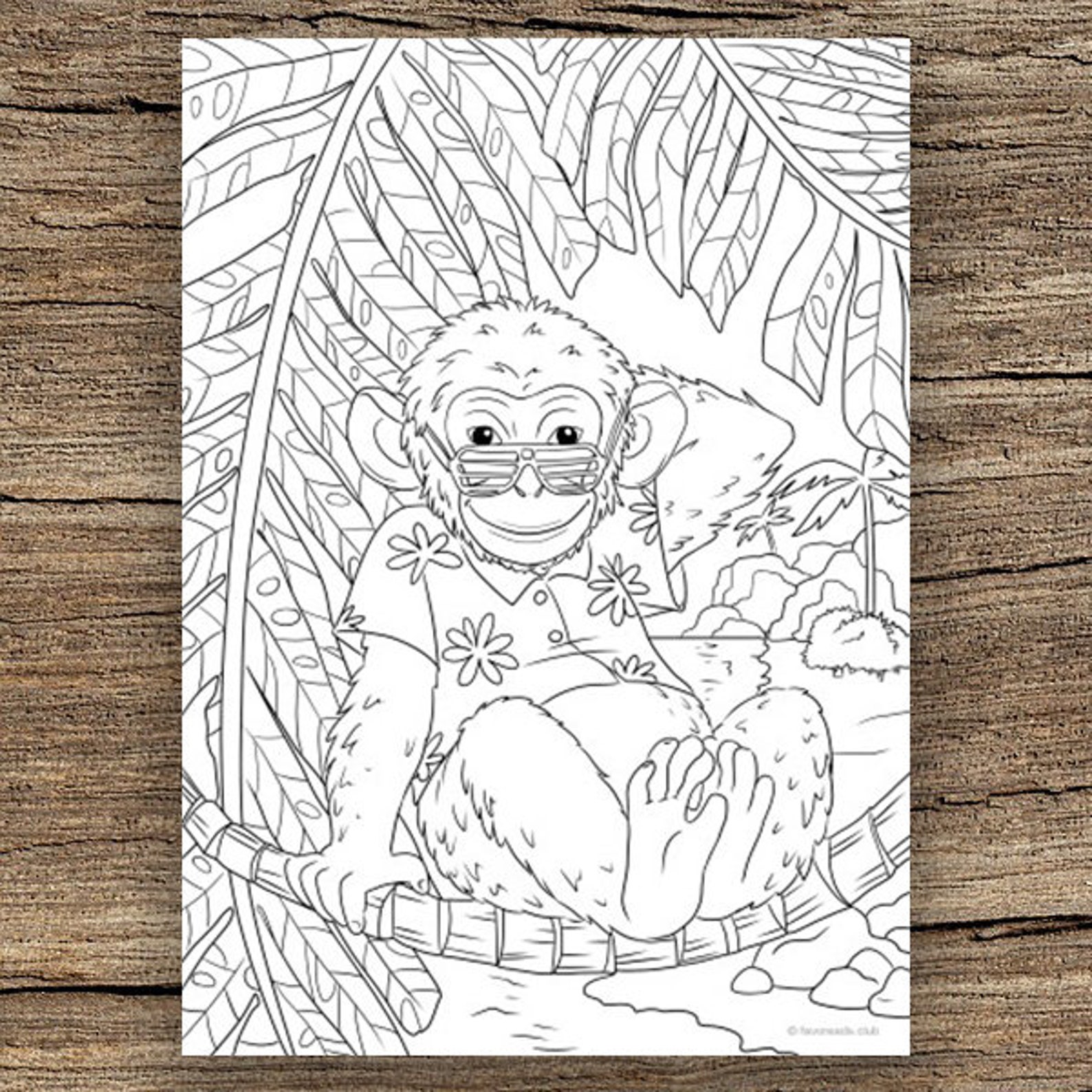 Monkey Printable Adult Coloring Page From Favoreads coloring Book Pages ...