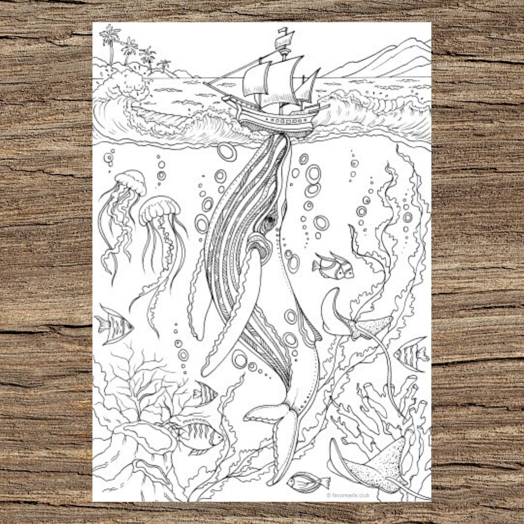Whale Printable Adult Coloring Page From Favoreads Coloring Book Pages