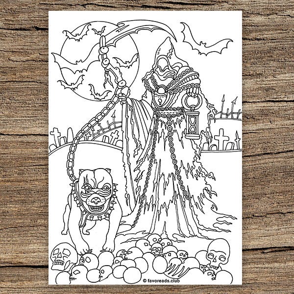 Reaper - Printable Adult Coloring Page from Favoreads (Coloring book pages for adults and kids, Coloring sheets, Coloring designs)