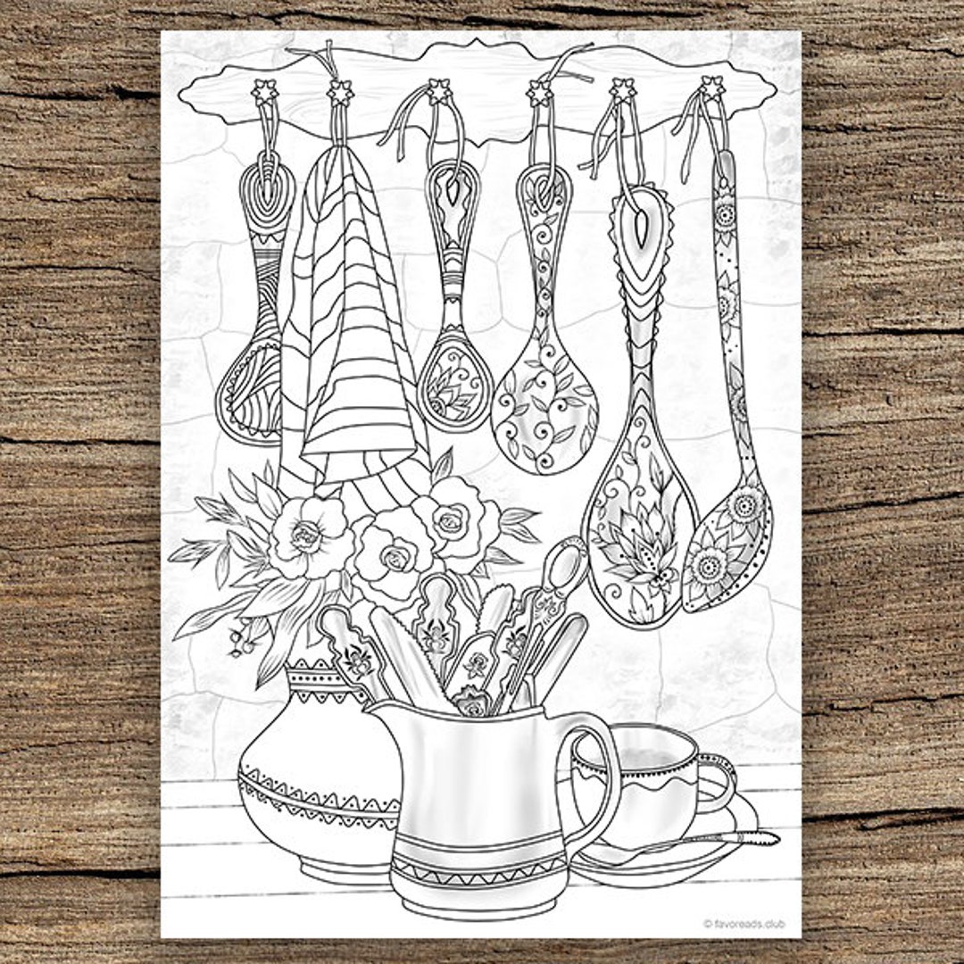 Spoons - Printable Adult Coloring Page From Favoreads Coloring Book ...