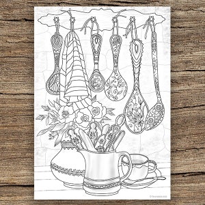 Spoons - Printable Adult Coloring Page from Favoreads Coloring book pages for adults and kids Coloring sheets Coloring designs