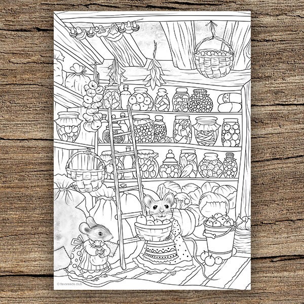 Thrifty Mice - Printable Adult Coloring Page from Favoreads Coloring book pages for adults and kids Coloring sheets Coloring designs