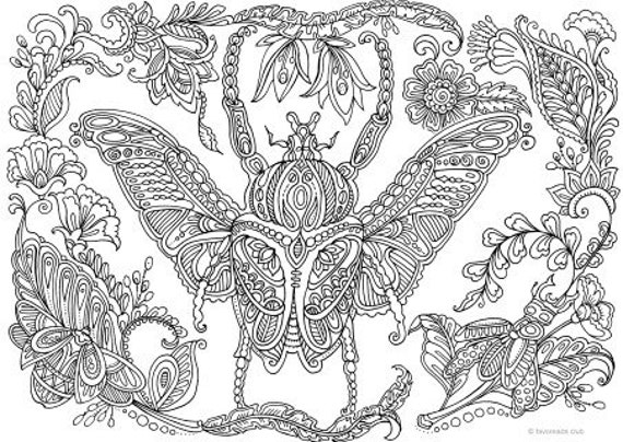 Bug Printable Adult Coloring Page From Favoreads Coloring Etsy Bug Printable Adult Coloring Page From Favoreads Coloring Etsy