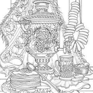 Samovar Printable Adult Coloring Page From Favoreads coloring Book ...