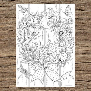 Autumn Wreath Printable Adult Coloring Page from Favoreads Coloring book pages for adults and kids, Coloring sheets, Colouring designs image 1