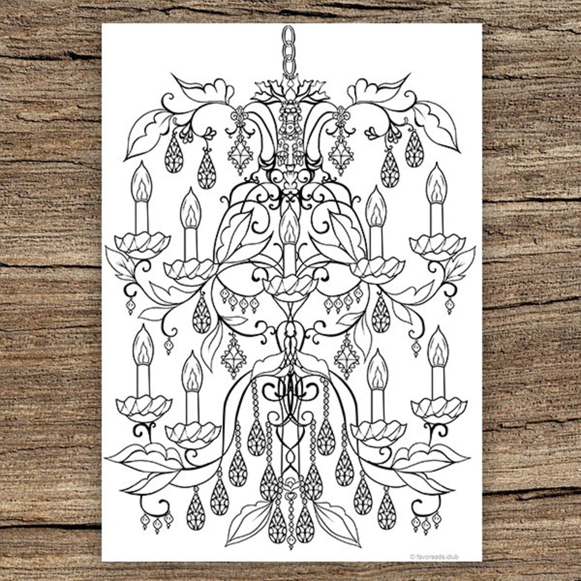 Chandelier Printable Adult Coloring Page From Favoreads - Etsy