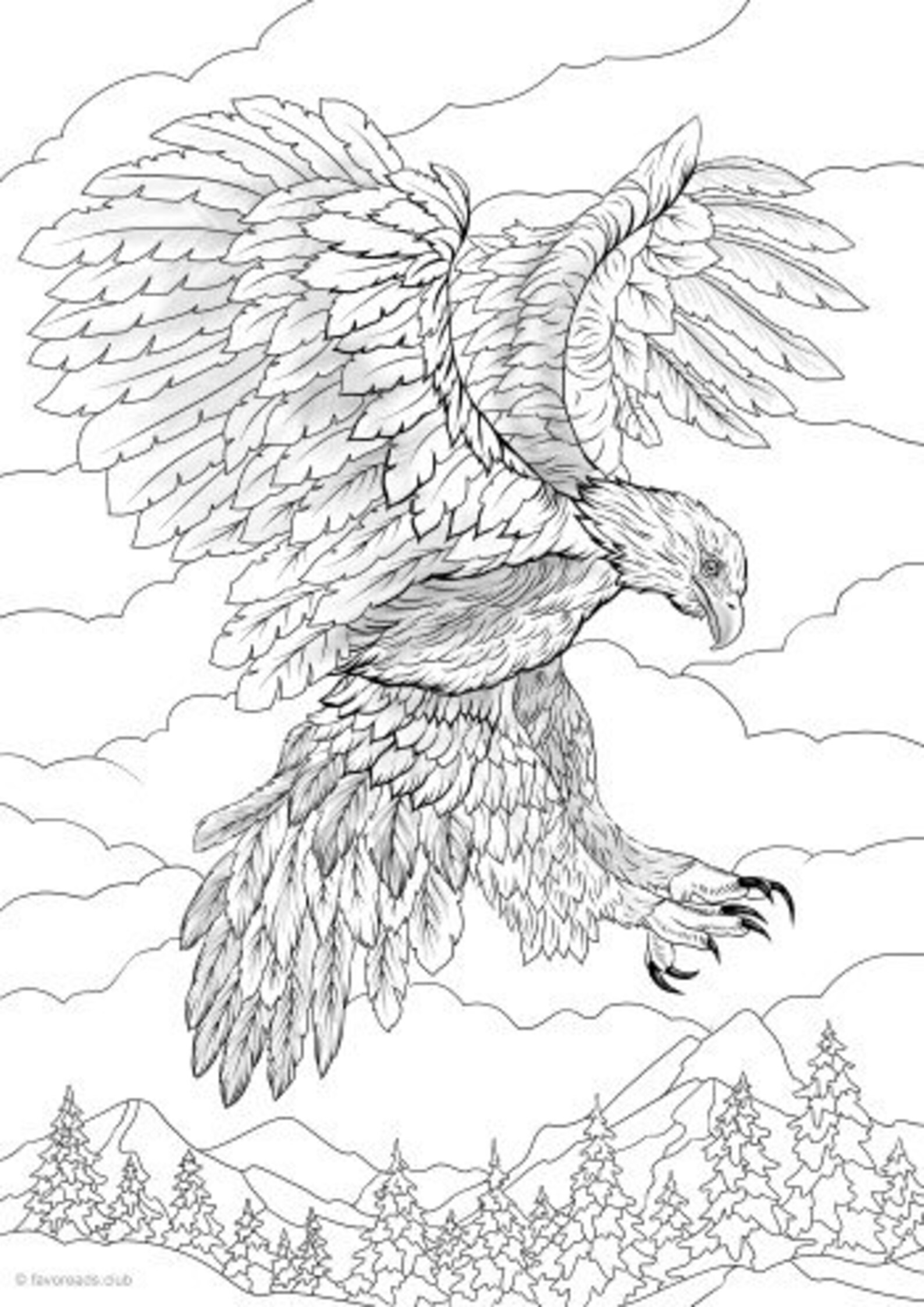Eagle Printable Adult Coloring Page From Favoreads coloring | Etsy
