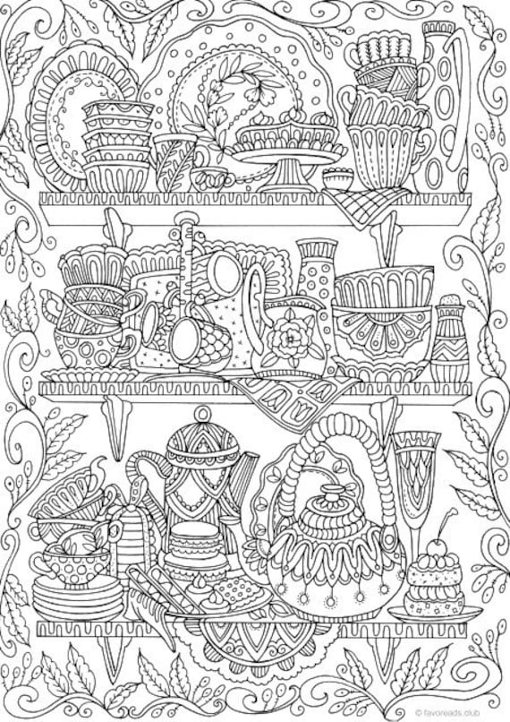 Download Cups Printable Adult Coloring Page from Favoreads Coloring ...