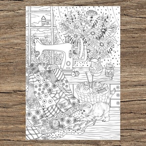 Playful Kitty - Printable Adult Coloring Page from Favoreads (Coloring book pages for adults and kids, Coloring sheets, Coloring designs)