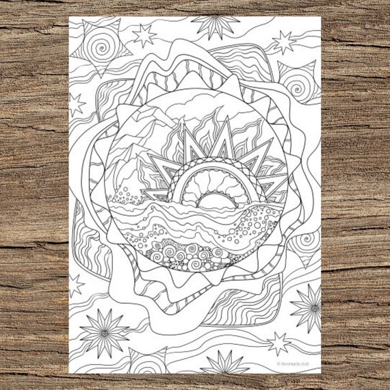 the sun printable adult coloring page from favoreads etsy