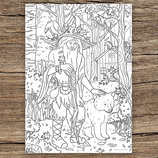 Forest Spirit - Printable Adult Coloring Page from Favoreads (Coloring book pages for adults and kids, Coloring sheets, Colouring designs)