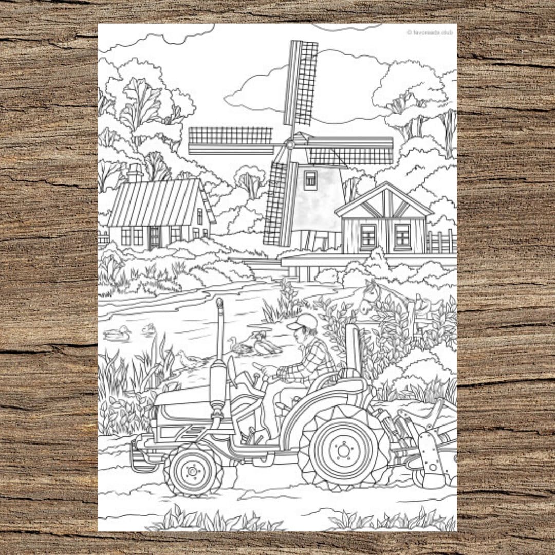 Farm Life - Printable Adult Coloring Page from Favoreads Coloring book pages for adults and kids Coloring sheets Coloring designs