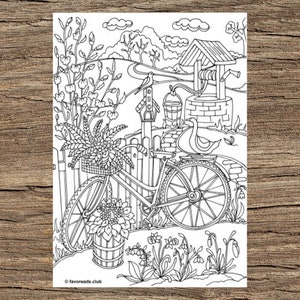 Bicycle - Printable Adult Coloring Page from Favoreads (Coloring book pages for adults and kids, Coloring sheets, Coloring designs)