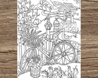 Bicycle - Printable Adult Coloring Page from Favoreads (Coloring book pages for adults and kids, Coloring sheets, Coloring designs)