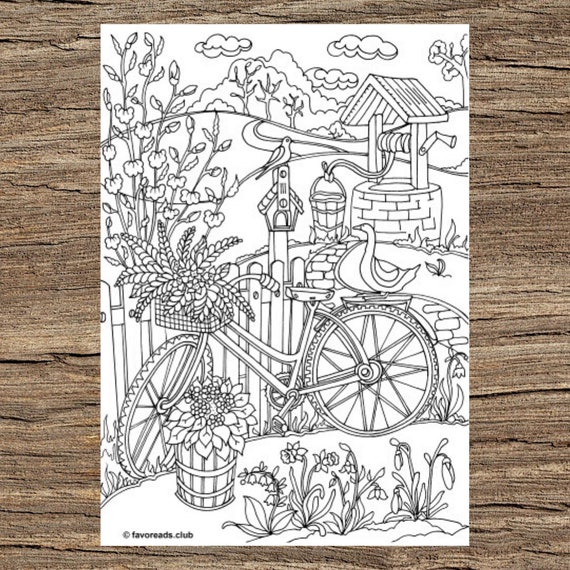 Bicycle Printable Adult Coloring Page from Favoreads