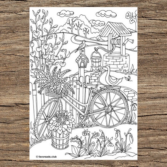 Bicycle  Printable Adult Coloring Page from Favoreads