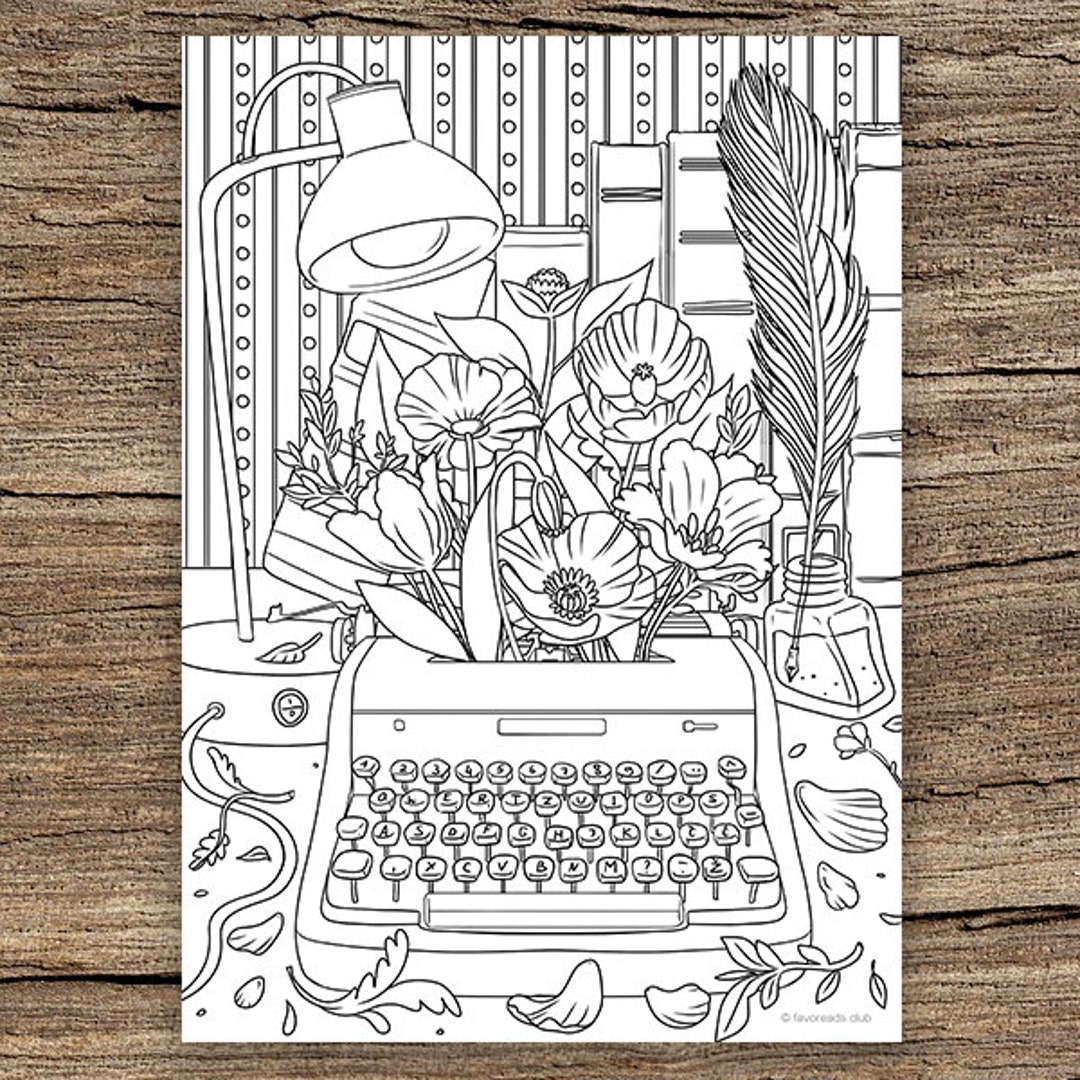 Typewriter - Printable Adult Coloring Page From Favoreads Coloring Book ...