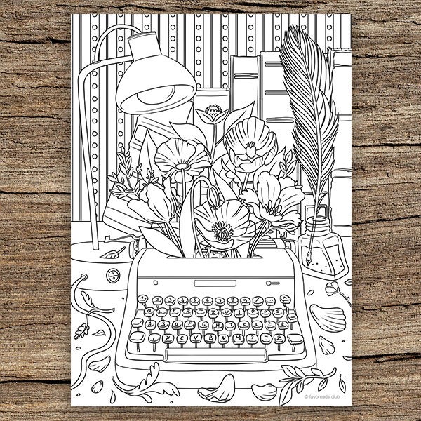Typewriter - Printable Adult Coloring Page from Favoreads Coloring book pages for adults and kids Coloring sheets Coloring designs
