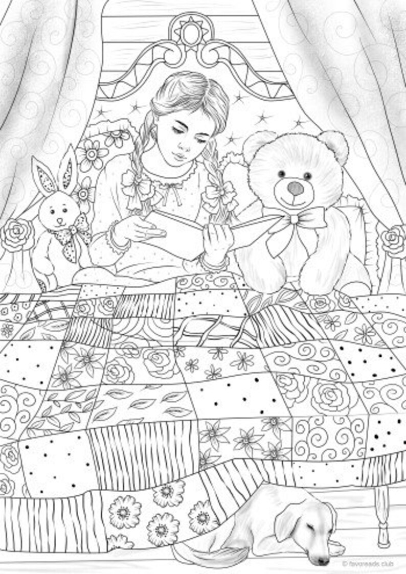Download Bedtime Story Printable Adult Coloring Page from Favoreads ...
