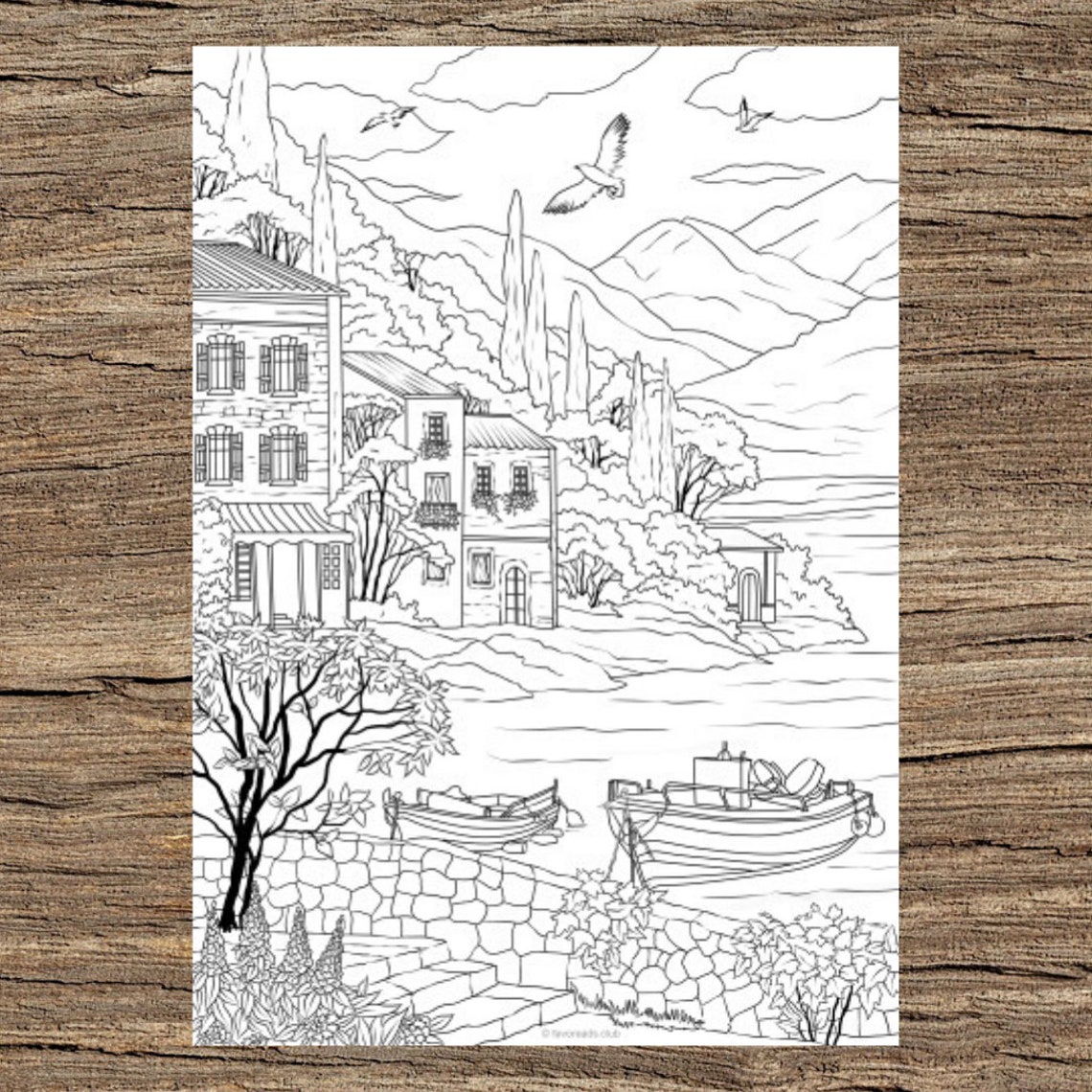 Sea Coast Printable Adult Coloring Page From Favoreads coloring Book ...