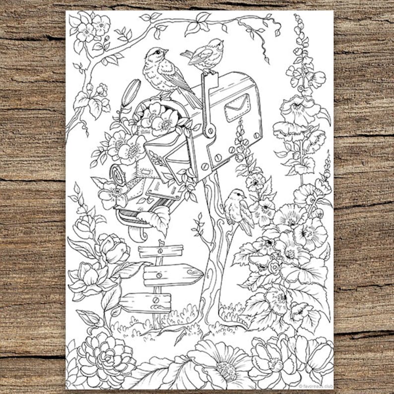 Mail printable adult coloring page from favoreads coloring etsy