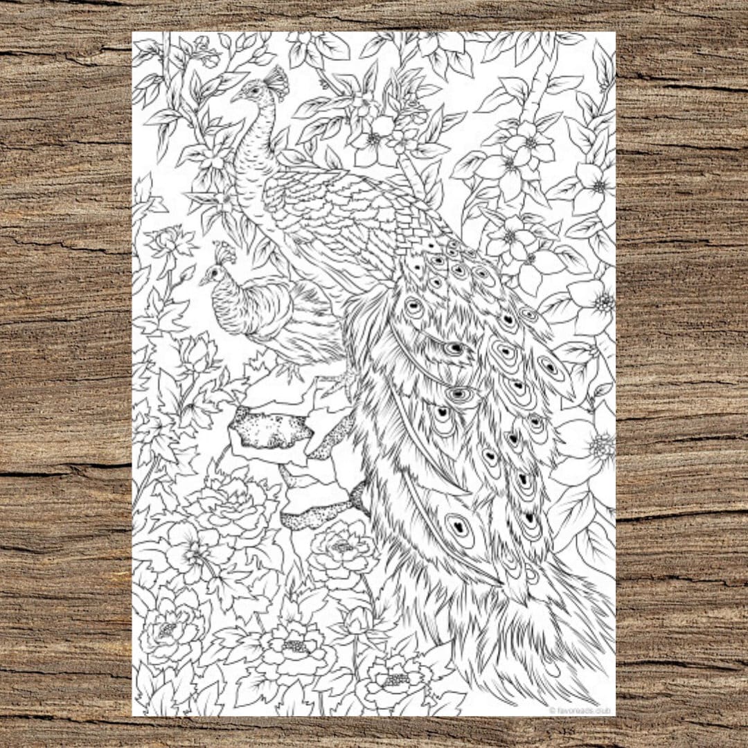 Peacocks Printable Adult Coloring Page From Favoreads coloring Book