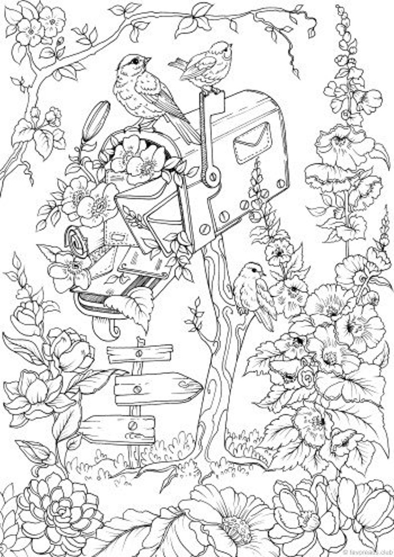 Download Mail Printable Adult Coloring Page from Favoreads Coloring ...