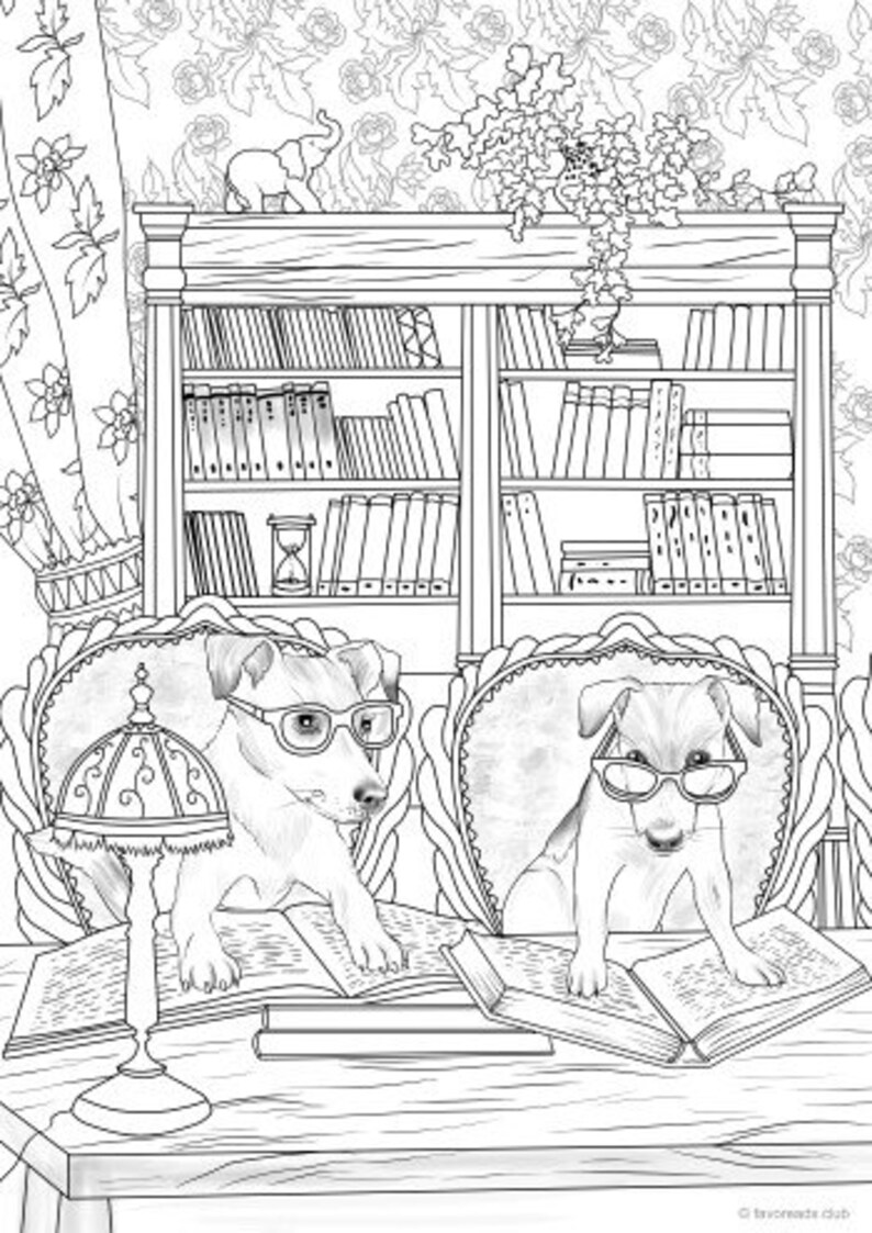 Book Lovers Printable Adult Coloring Page from Favoreads - Etsy Canada