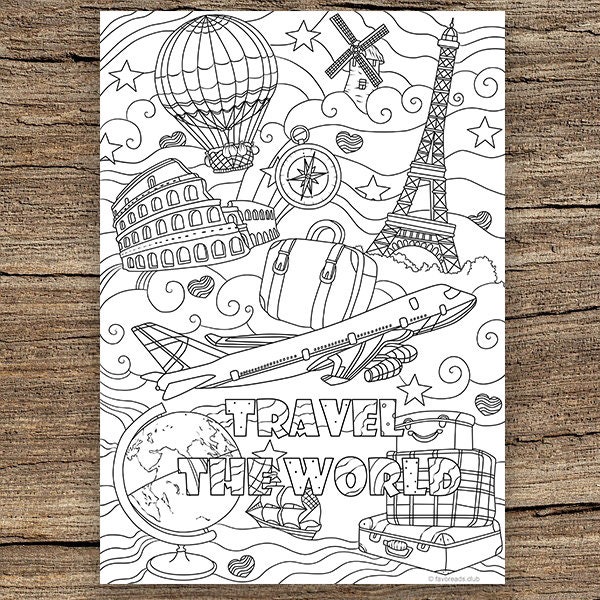 adult coloring pages travel