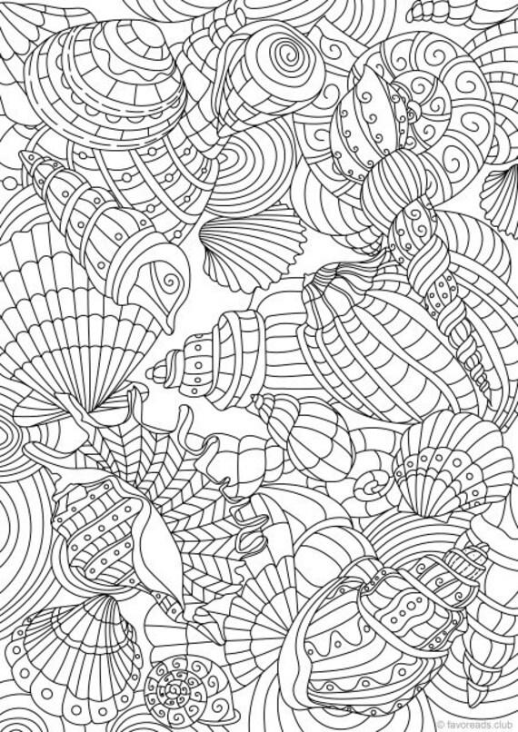 Shell Pattern Printable Adult Coloring Page From Favoreads Coloring Book Pages For Adults And Kids Coloring Sheets Coloring Designs