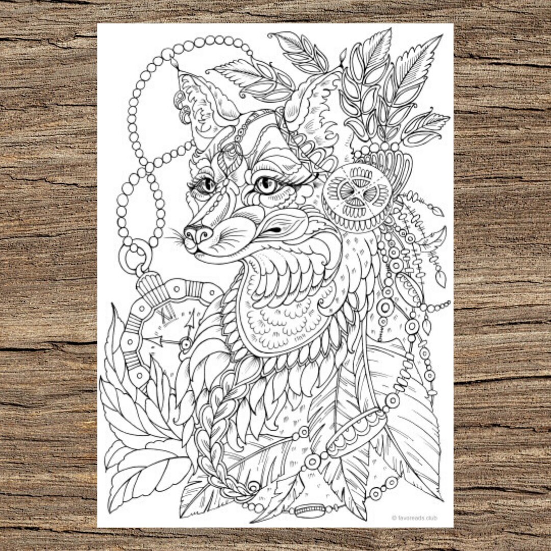 Fantasy Fox Printable Adult Coloring Page From Favoreads coloring Book
