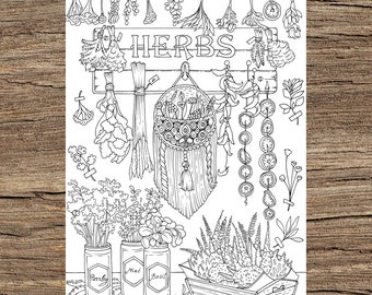 Herbs - Printable Adult Coloring Page from Favoreads (Coloring book pages for adults and kids, Coloring sheets, Colouring designs)