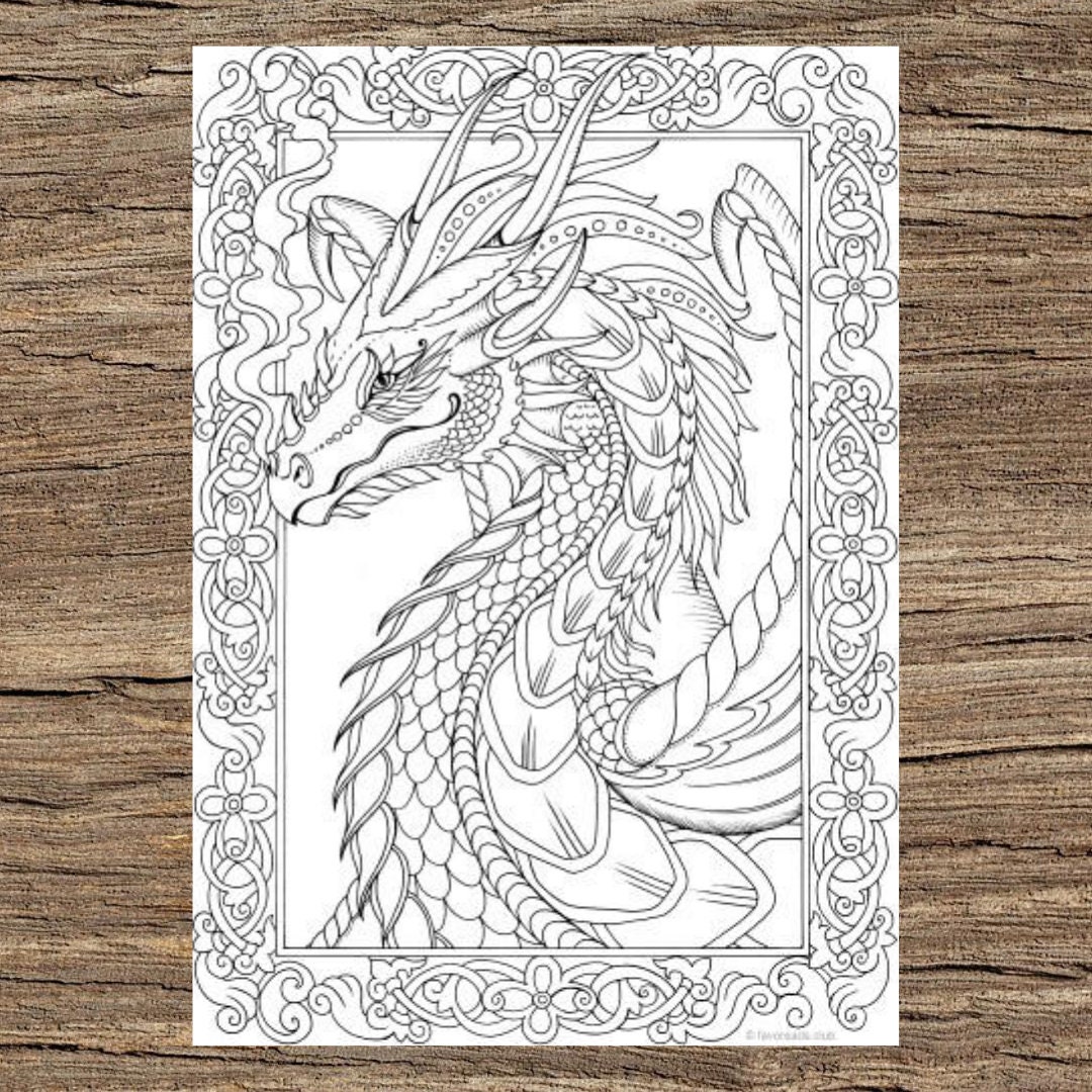 Gorgeous Dragon - Printable Adult Coloring Page From Favoreads Coloring ...