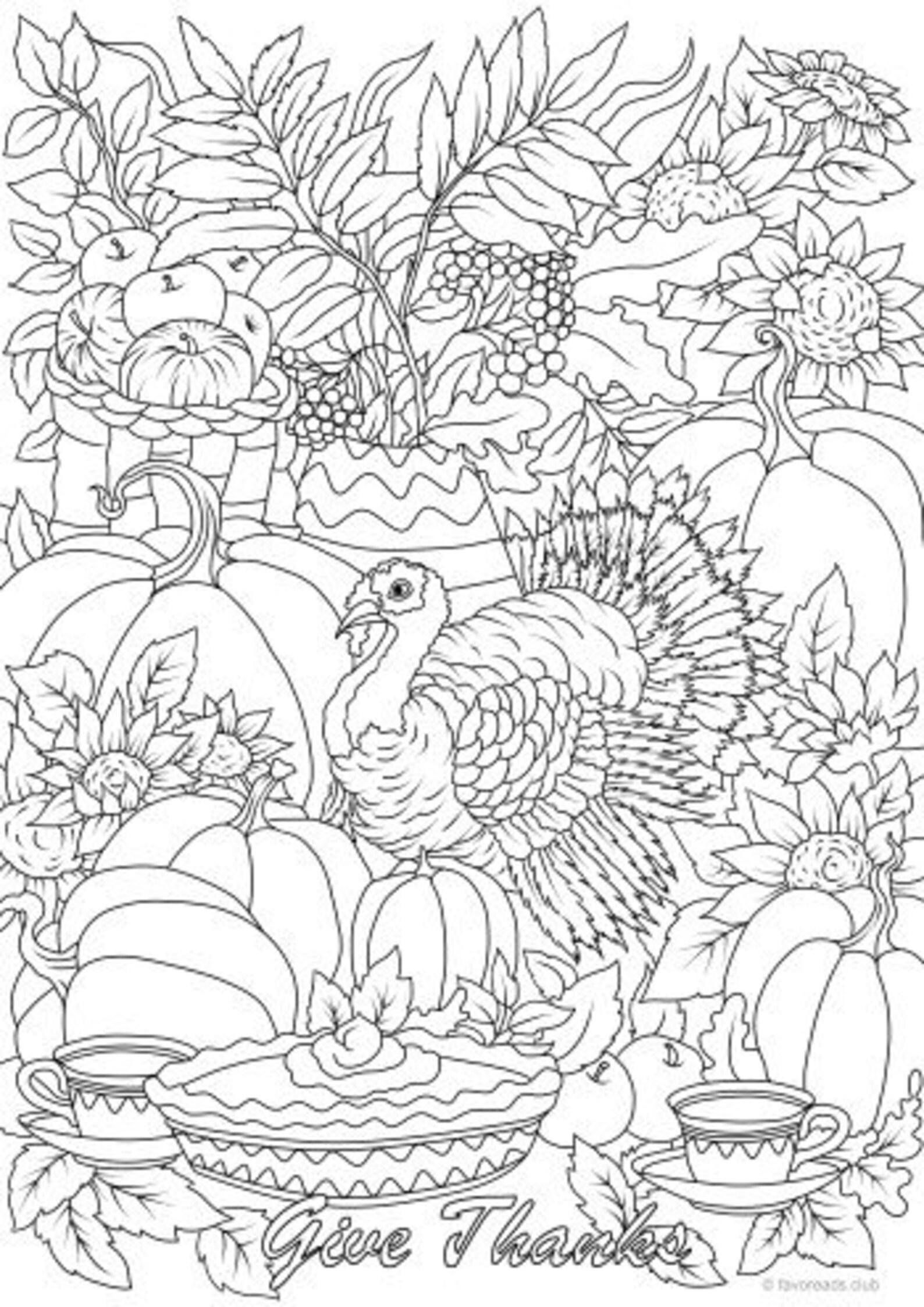 Turkey Printable Adult Coloring Page from Favoreads - Etsy España