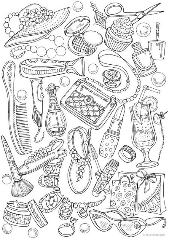 Girly Fashion - Printable Adult Coloring Page from Favoreads (Coloring book  pages for adults and kids, Coloring sheets, Coloring designs)