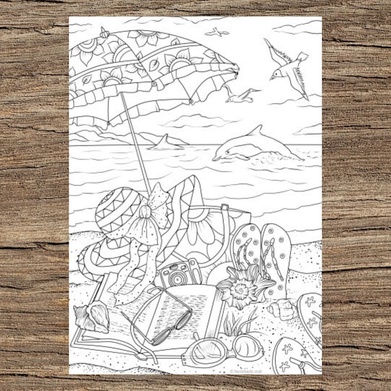 Summer Day  Printable Adult Coloring Page from Favoreads