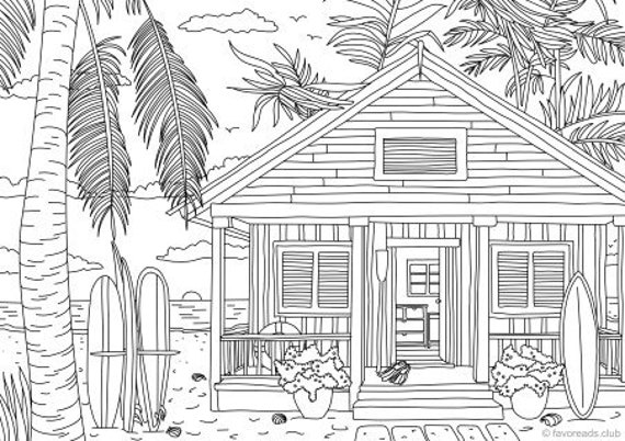 iBeachi iHousei Printable Adult Coloring Page from Favoreads 