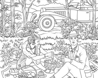 Gatsby Style - Printable Adult Coloring Page from Favoreads (Coloring book pages for adults and kids, Coloring sheets, Coloring designs)