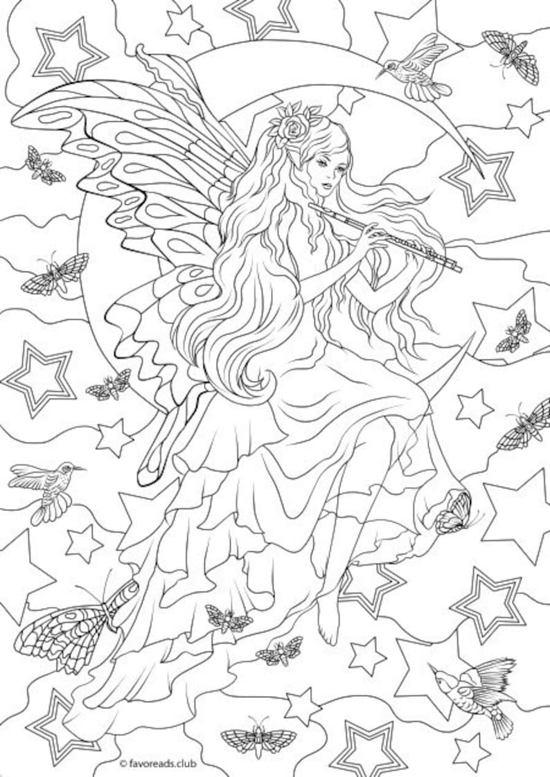 Charming Fairies Bundle 10 Printable Adult Coloring Pages | Etsy