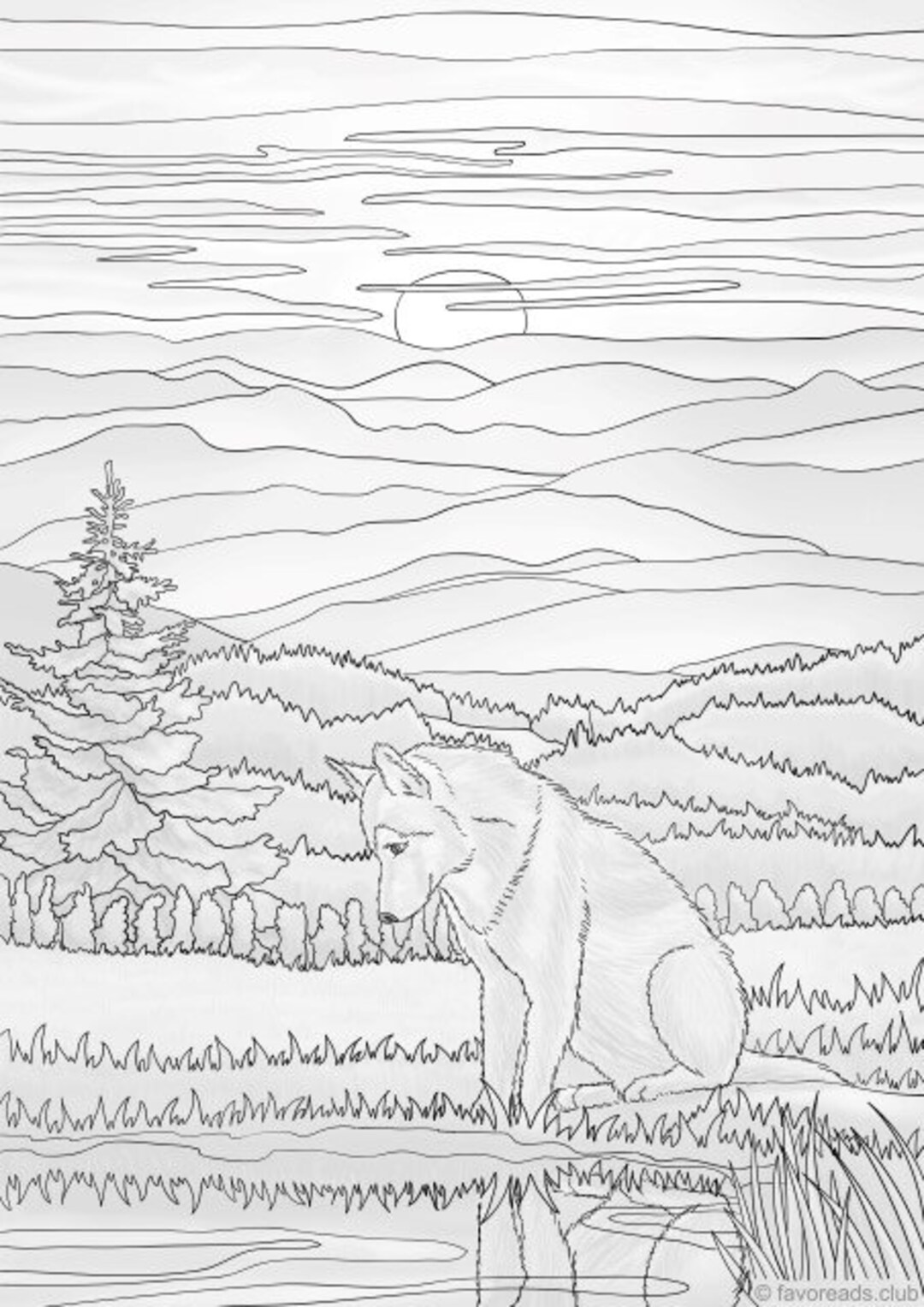 Wolf - Printable Adult Coloring Page From Favoreads (coloring Book ...