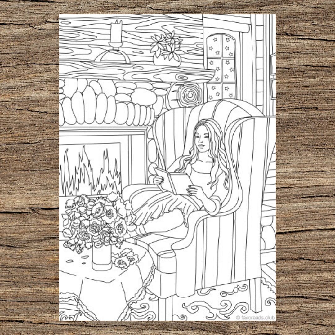 Cozy Evening Printable Adult Coloring Page From Favoreads - Etsy